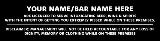 Personalised Licencee Metal Bar Sign
