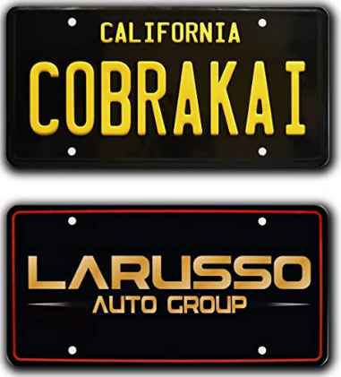 CobraKai + LARUSSO Auto Group License Plate Prop